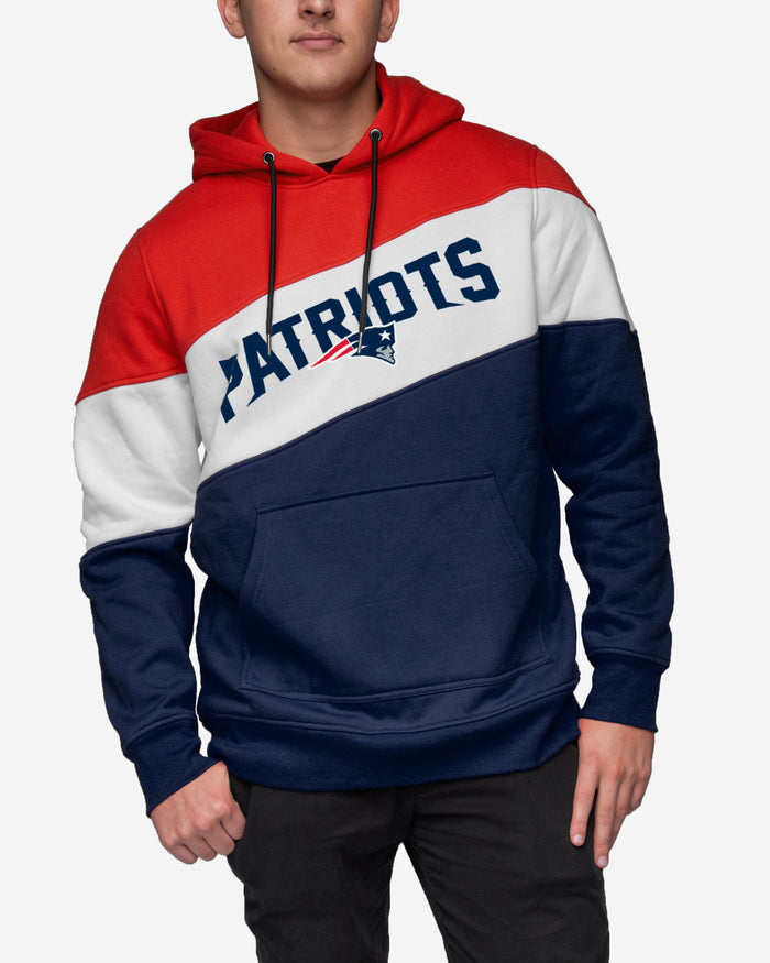 New England Patriots Wordmark Colorblock Hoodie FOCO - FOCO.com