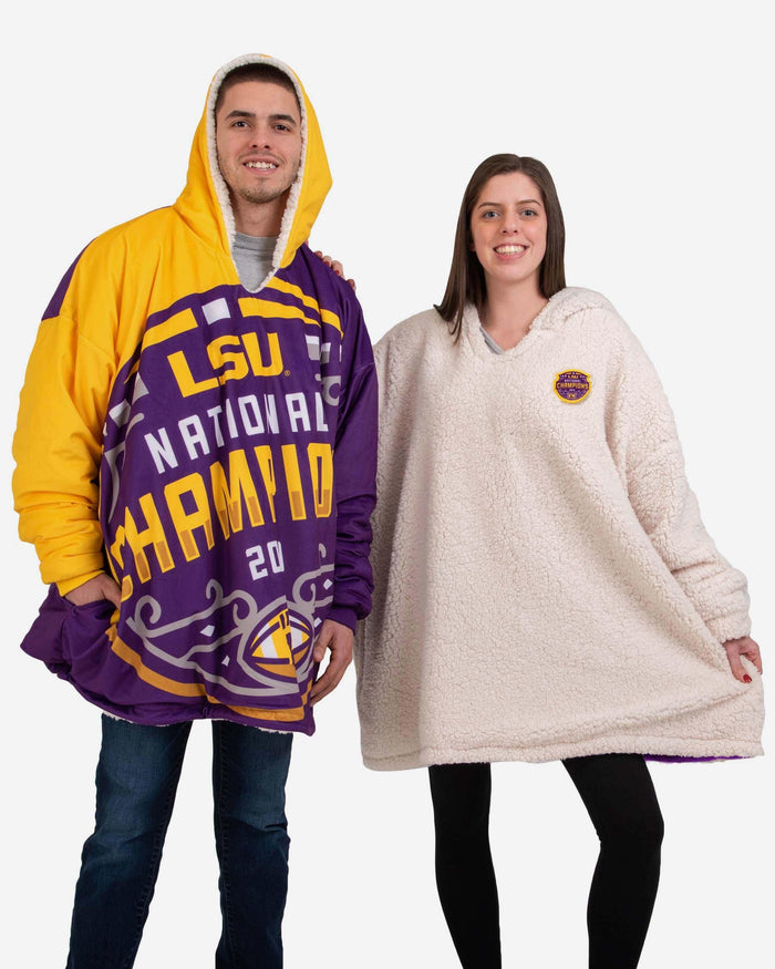 LSU Tigers 2019 Football National Champions Reversible Colorblock Hoodeez FOCO - FOCO.com