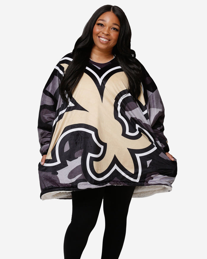 New Orleans Saints Reversible Team Color Camo Hoodeez FOCO - FOCO.com