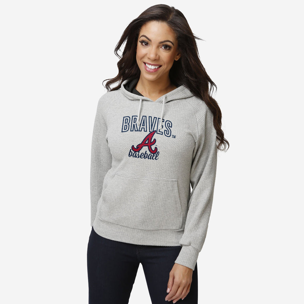 Atlanta Braves Womens Gray Woven Hoodie FOCO S - FOCO.com