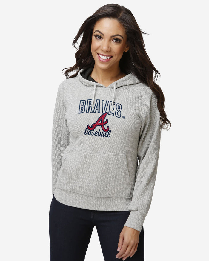 Atlanta Braves Womens Gray Woven Hoodie FOCO S - FOCO.com