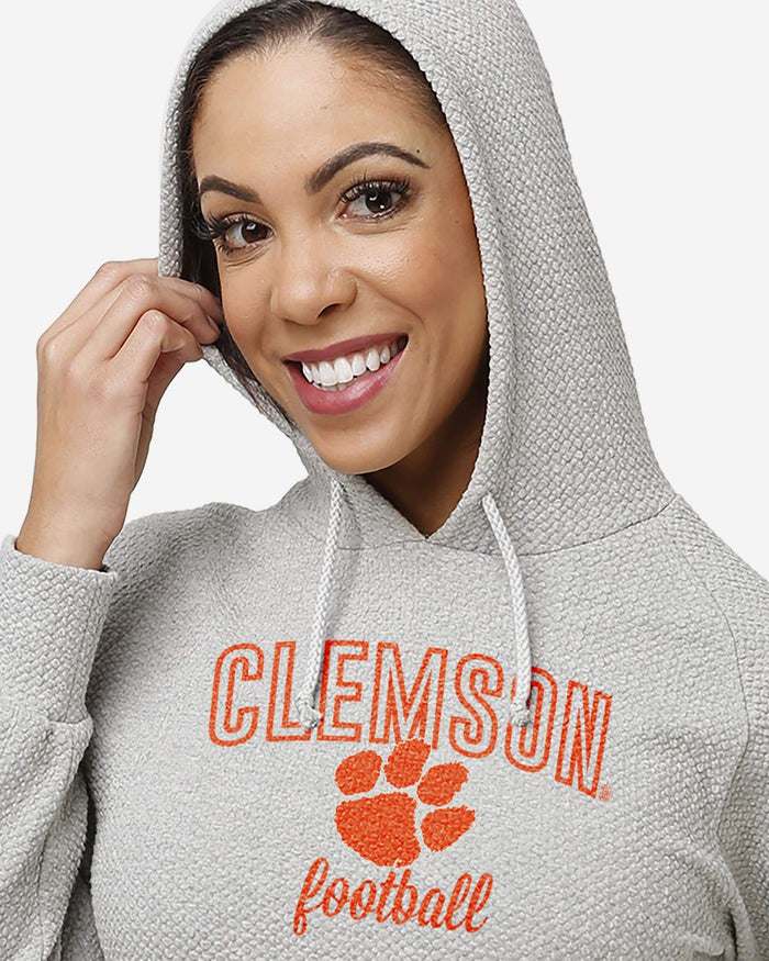 Clemson Tigers Womens Gray Woven Hoodie FOCO - FOCO.com