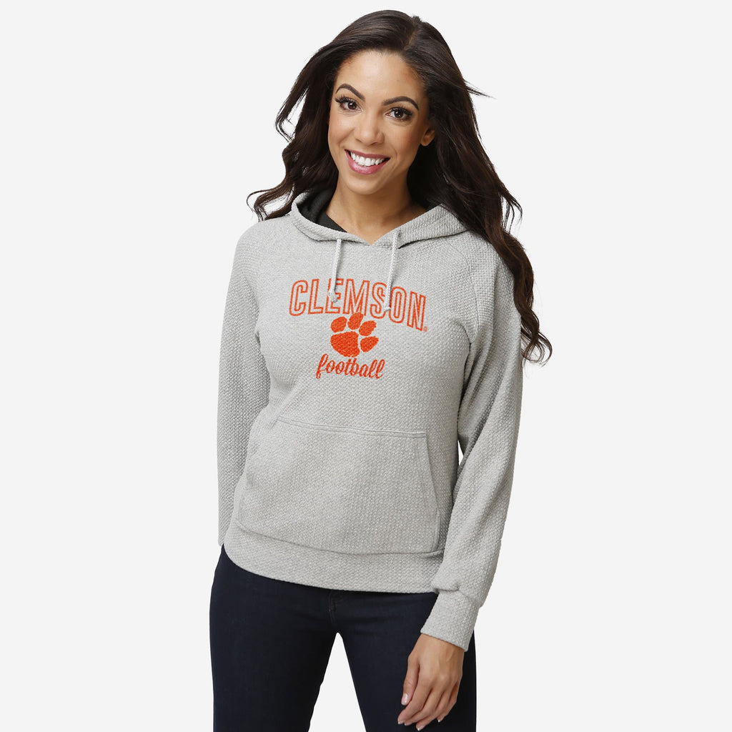 Clemson Tigers Womens Gray Woven Hoodie FOCO S - FOCO.com