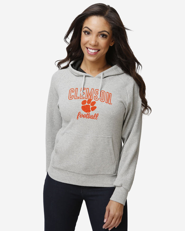 Clemson Tigers Womens Gray Woven Hoodie FOCO S - FOCO.com