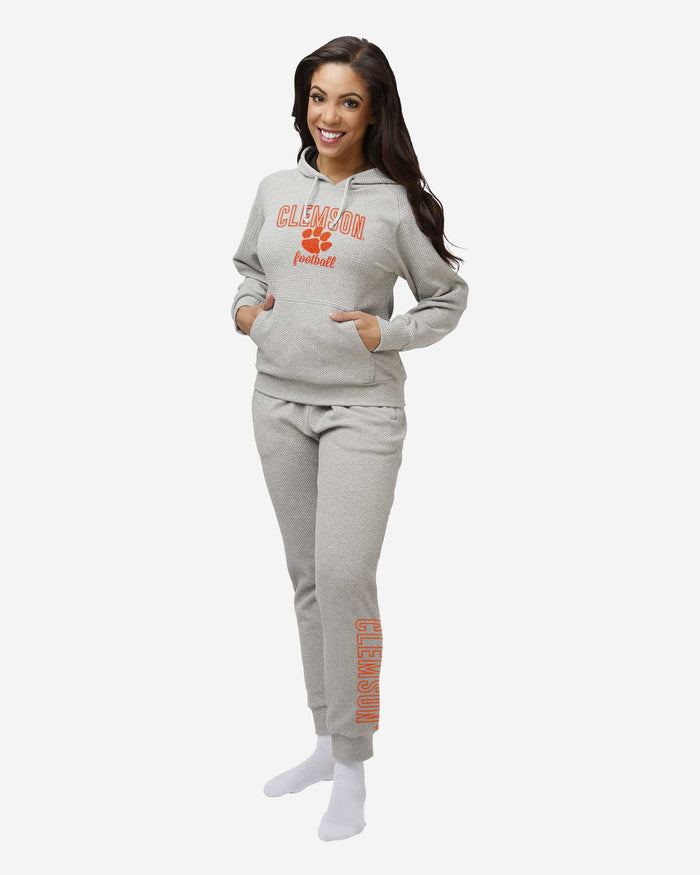 Clemson Tigers Womens Gray Woven Hoodie FOCO - FOCO.com