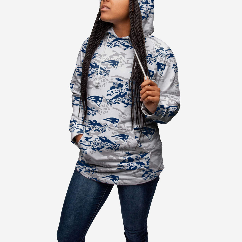 New England Patriots Womens Leopard Camo Hoodie FOCO - FOCO.com