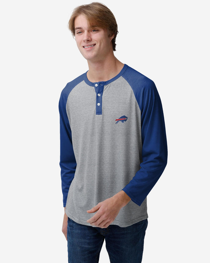 Buffalo Bills Team Logo Gray Long Sleeve Henley FOCO S - FOCO.com