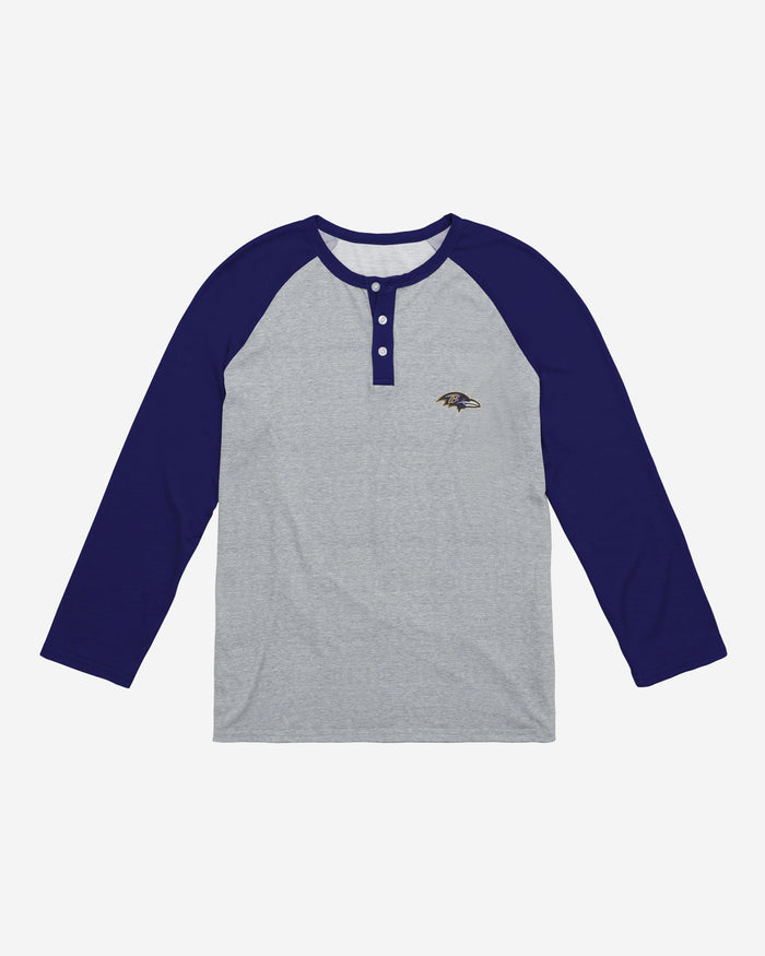 Baltimore Ravens Team Logo Gray Long Sleeve Henley FOCO - FOCO.com