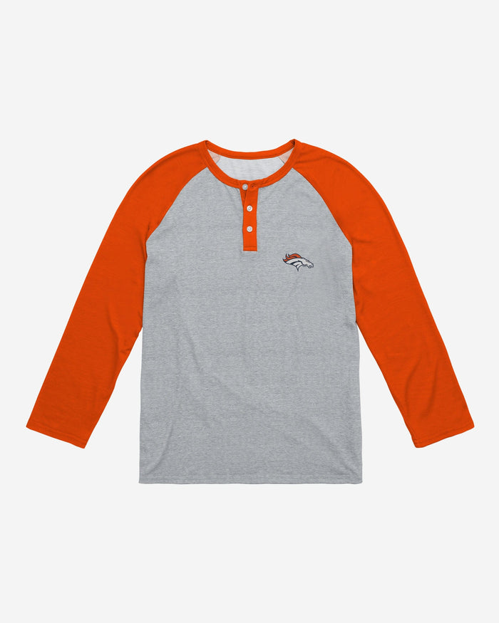 Denver Broncos Team Logo Gray Long Sleeve Henley FOCO - FOCO.com