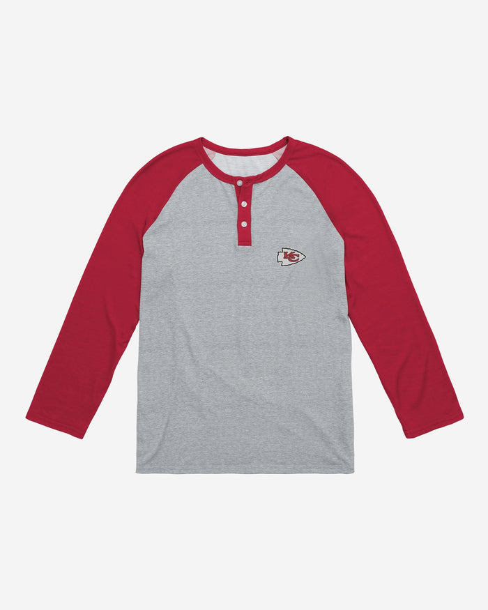 Kansas City Chiefs Team Logo Gray Long Sleeve Henley FOCO - FOCO.com