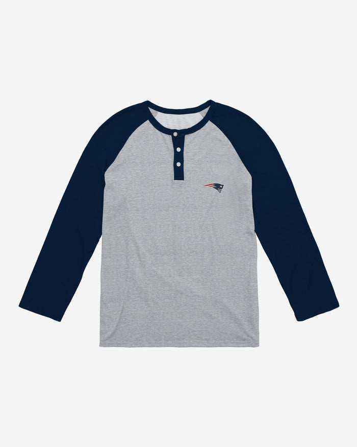 New England Patriots Team Logo Gray Long Sleeve Henley FOCO - FOCO.com