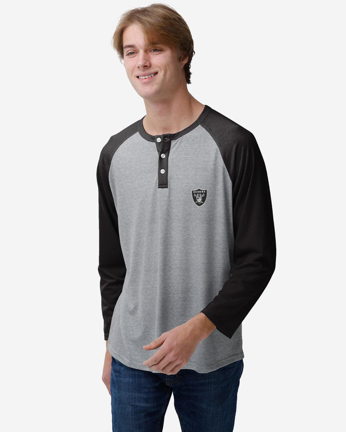 Las Vegas Raiders Team Logo Gray Long Sleeve Henley FOCO S - FOCO.com