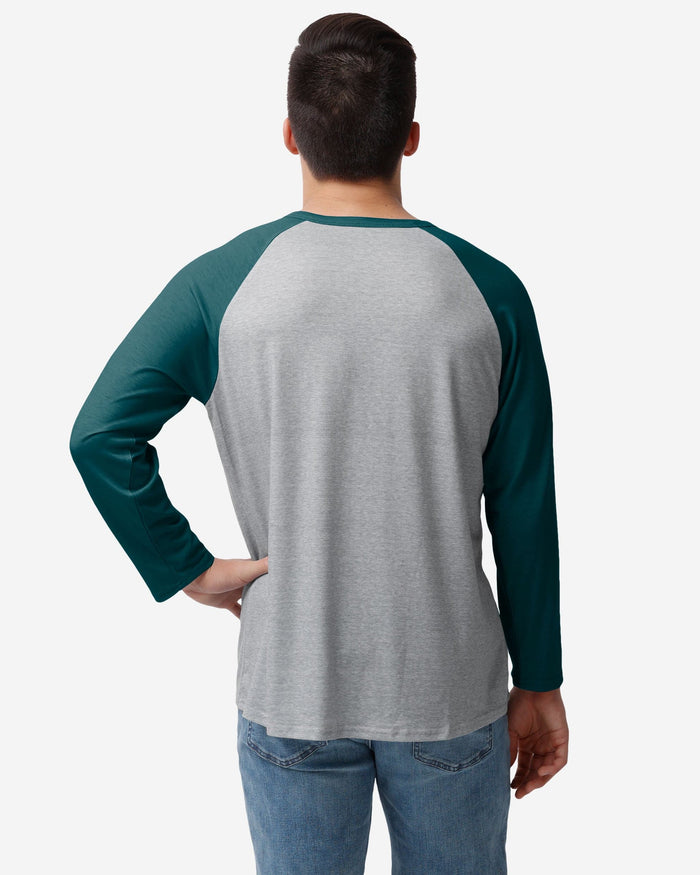 Philadelphia Eagles Team Logo Gray Long Sleeve Henley FOCO - FOCO.com