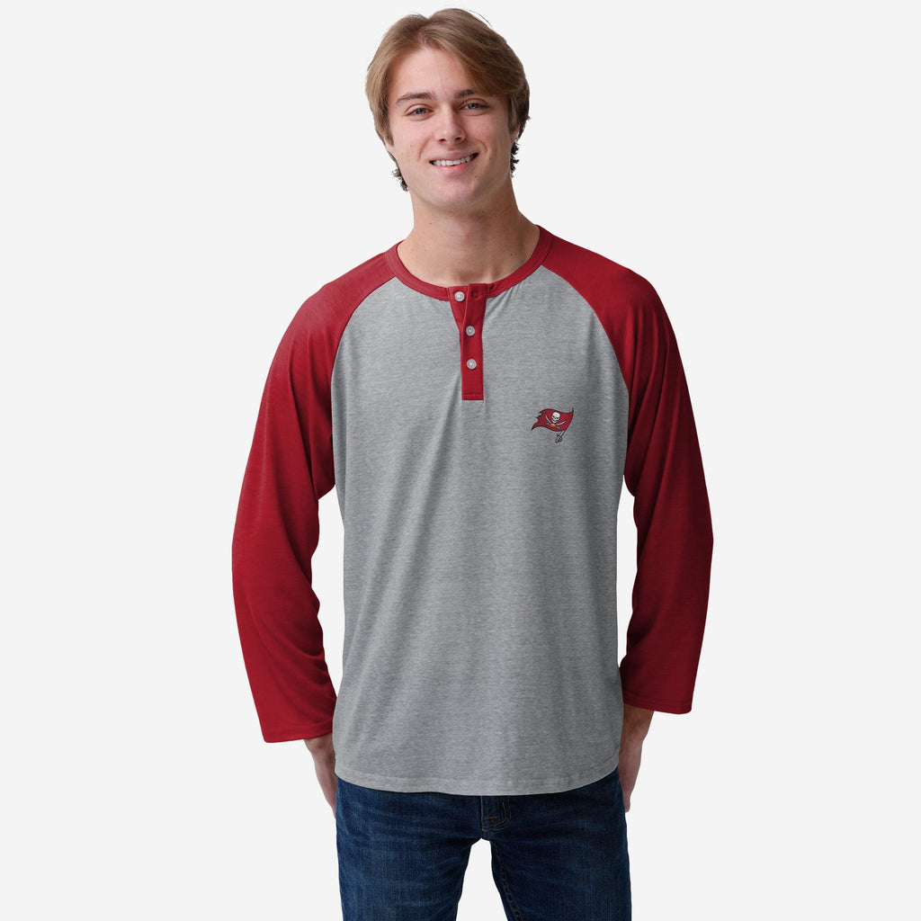 Tampa Bay Buccaneers Team Logo Gray Long Sleeve Henley FOCO S - FOCO.com