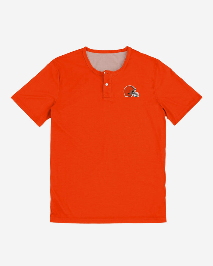 Cleveland Browns Solid Team Logo Short Sleeve Henley FOCO - FOCO.com