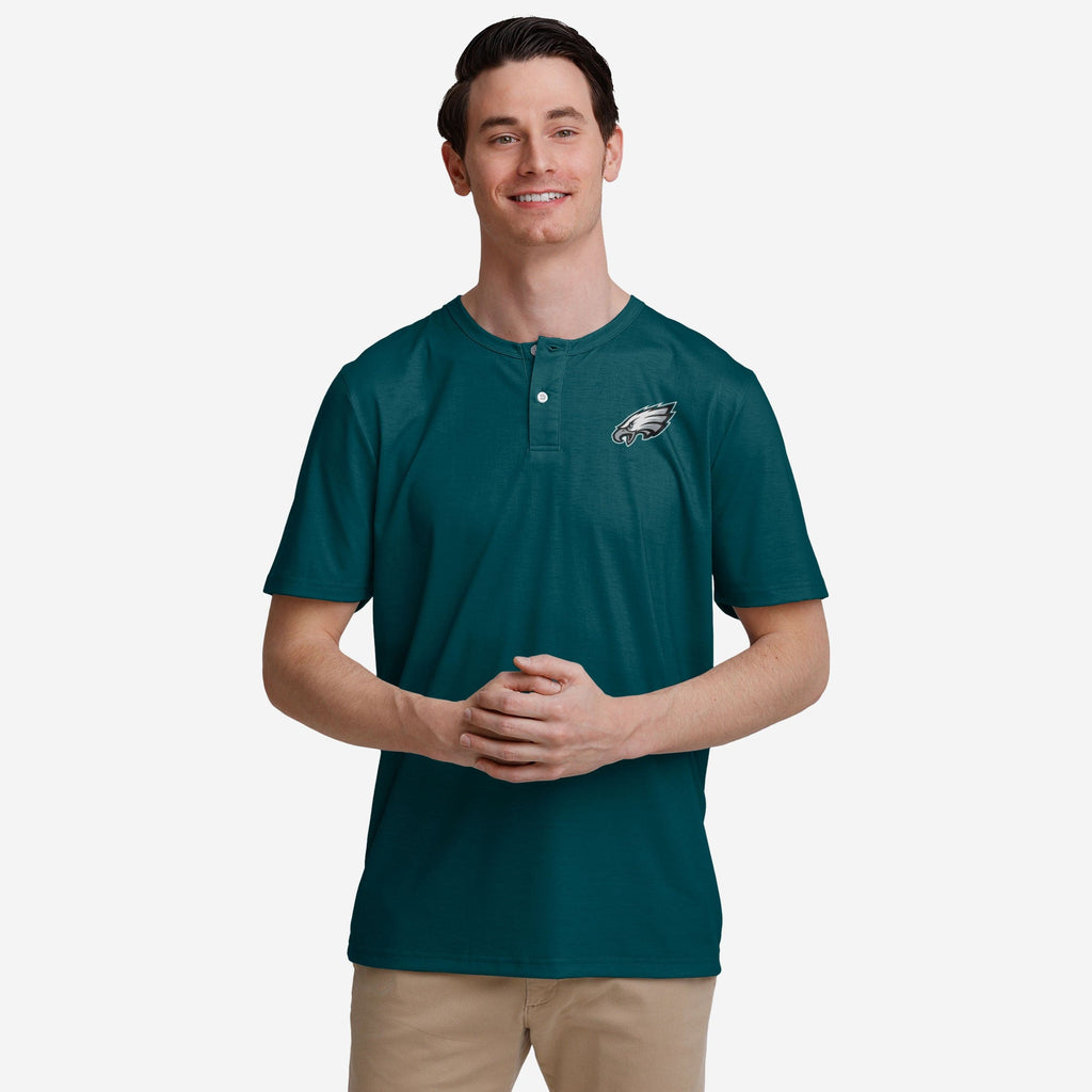 Philadelphia Eagles Solid Team Logo Short Sleeve Henley FOCO S - FOCO.com