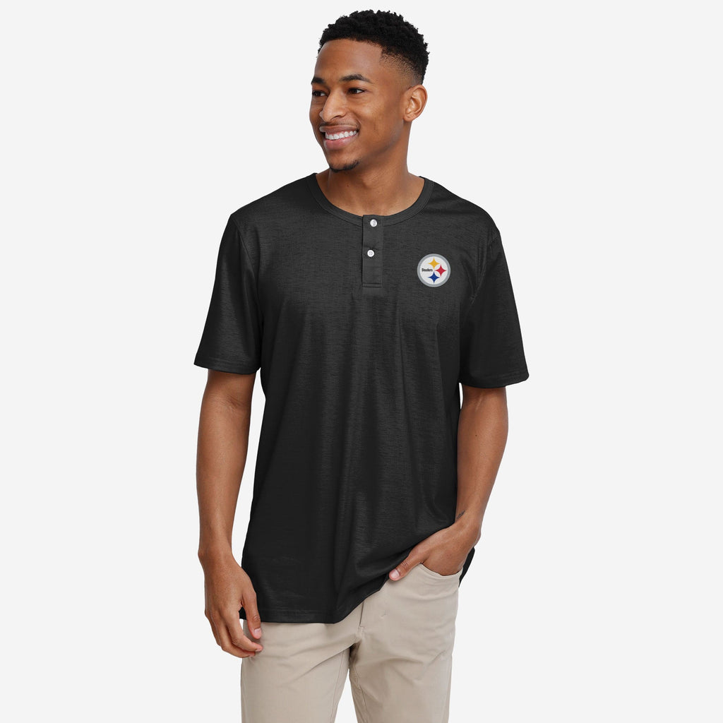 Pittsburgh Steelers Solid Team Logo Short Sleeve Henley FOCO S - FOCO.com