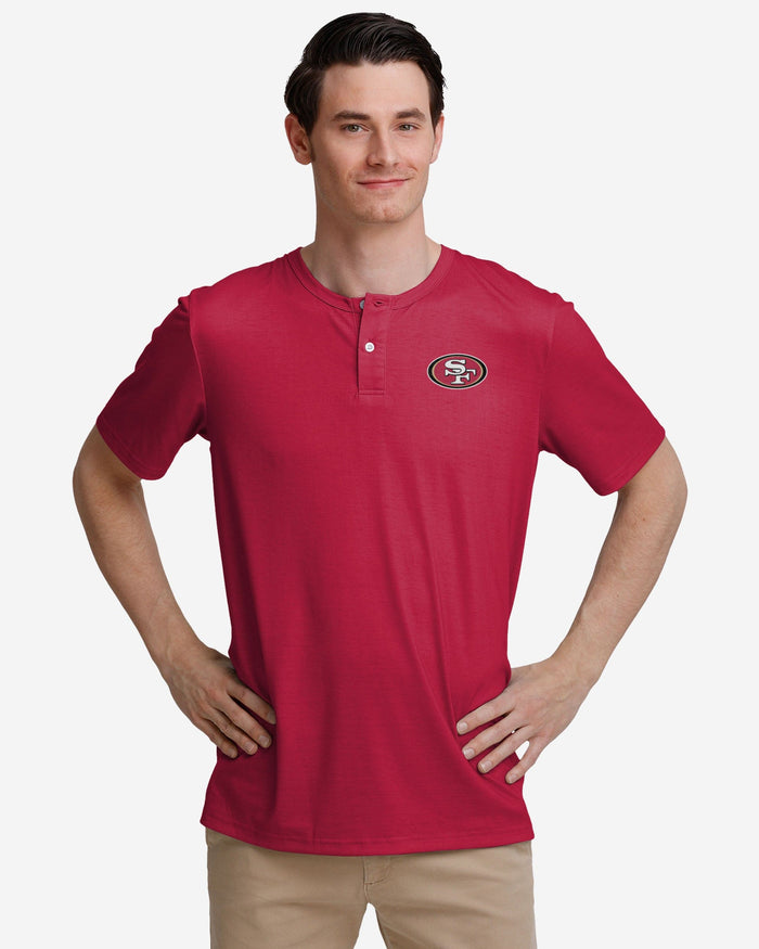 San Francisco 49ers Solid Team Logo Short Sleeve Henley FOCO S - FOCO.com