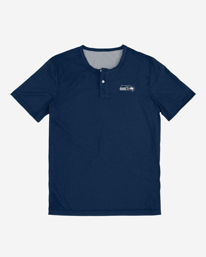 Seattle Seahawks Solid Team Logo Short Sleeve Henley FOCO - FOCO.com