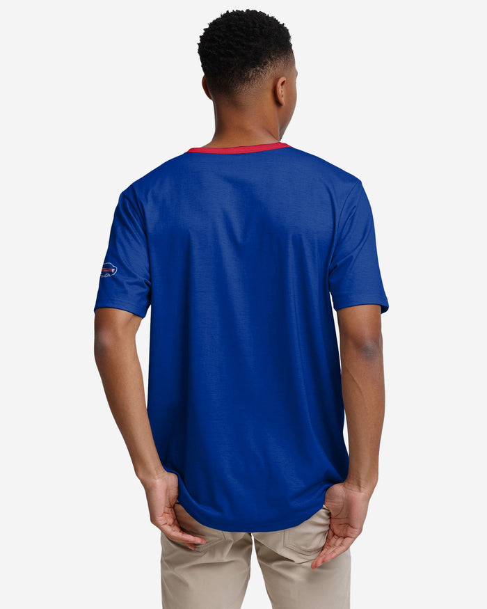 Buffalo Bills Solid Wordmark Short Sleeve Henley FOCO - FOCO.com