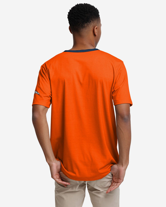 Denver Broncos Solid Wordmark Short Sleeve Henley FOCO - FOCO.com