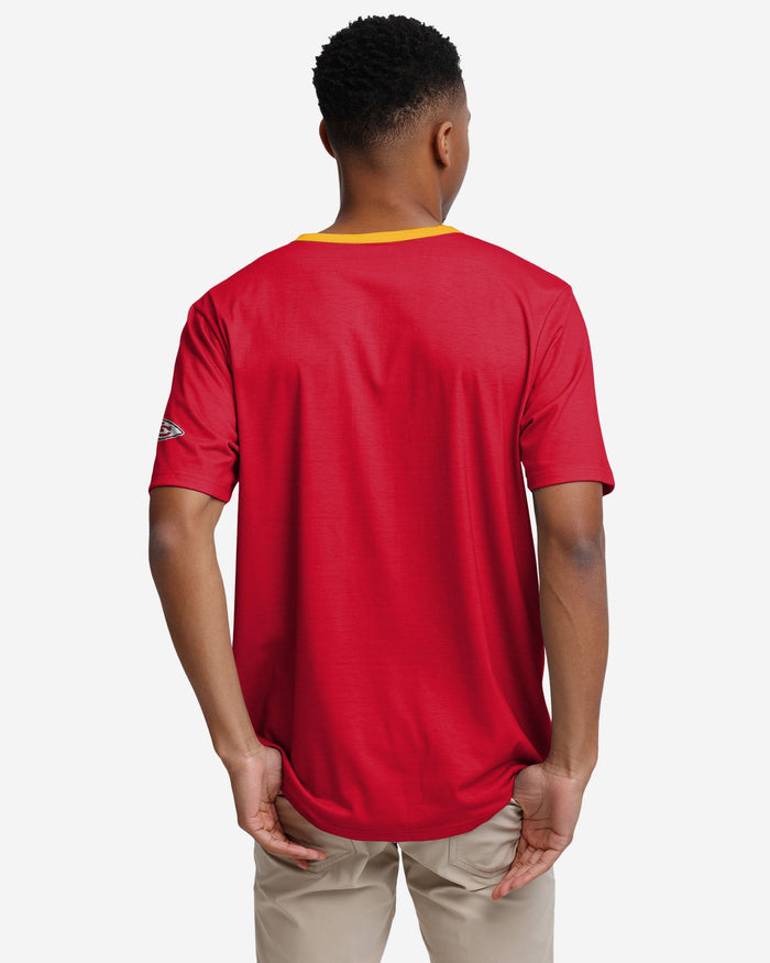 Kansas City Chiefs Solid Wordmark Short Sleeve Henley FOCO - FOCO.com