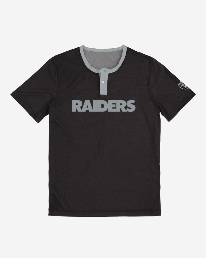 Las Vegas Raiders Solid Wordmark Short Sleeve Henley FOCO - FOCO.com