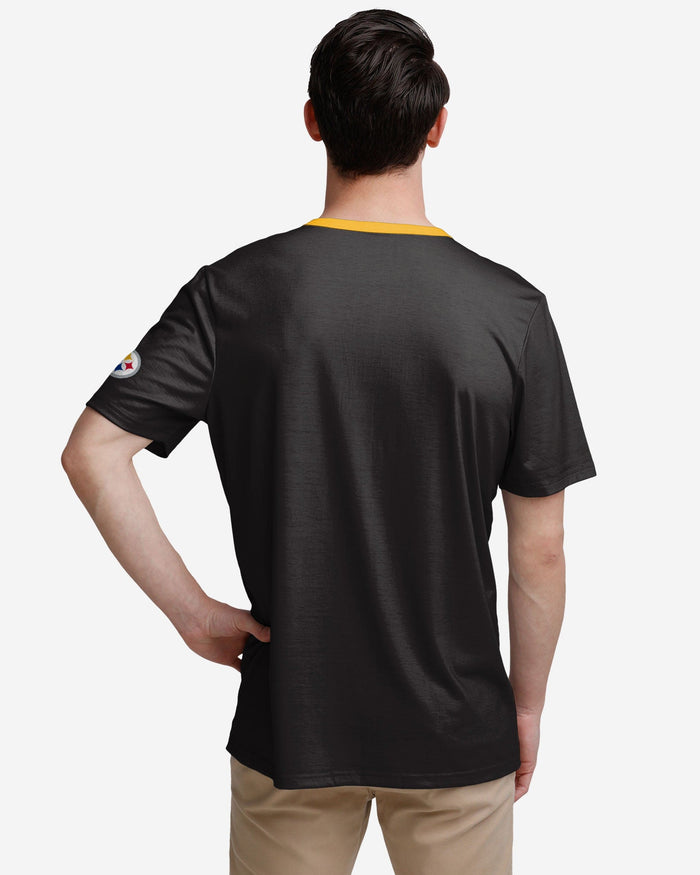 Pittsburgh Steelers Solid Wordmark Short Sleeve Henley FOCO - FOCO.com