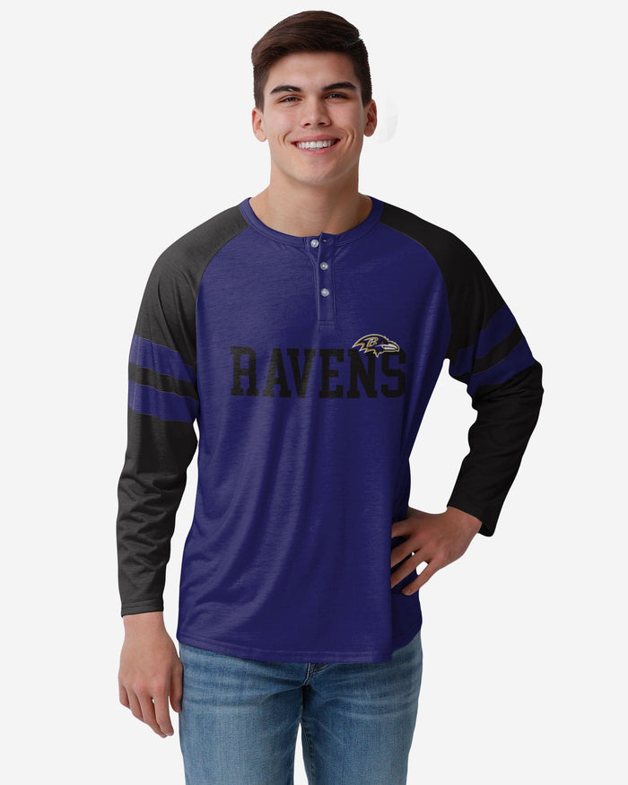 Baltimore Ravens Team Stripe Wordmark Long Sleeve Henley FOCO S - FOCO.com