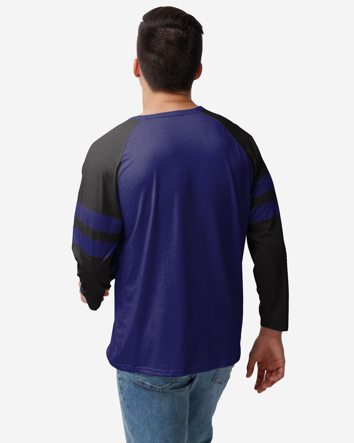 Baltimore Ravens Team Stripe Wordmark Long Sleeve Henley FOCO - FOCO.com