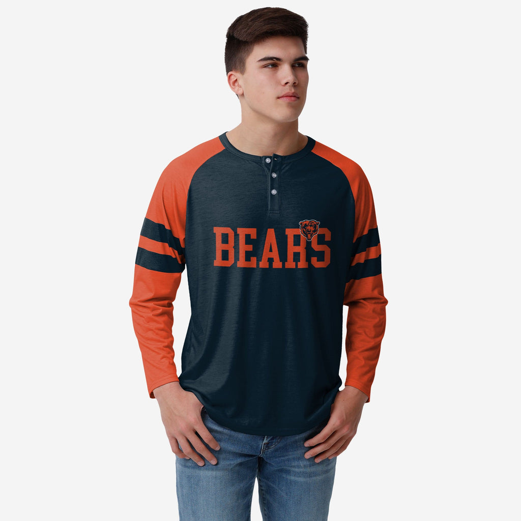 Chicago Bears Team Stripe Wordmark Long Sleeve Henley FOCO S - FOCO.com