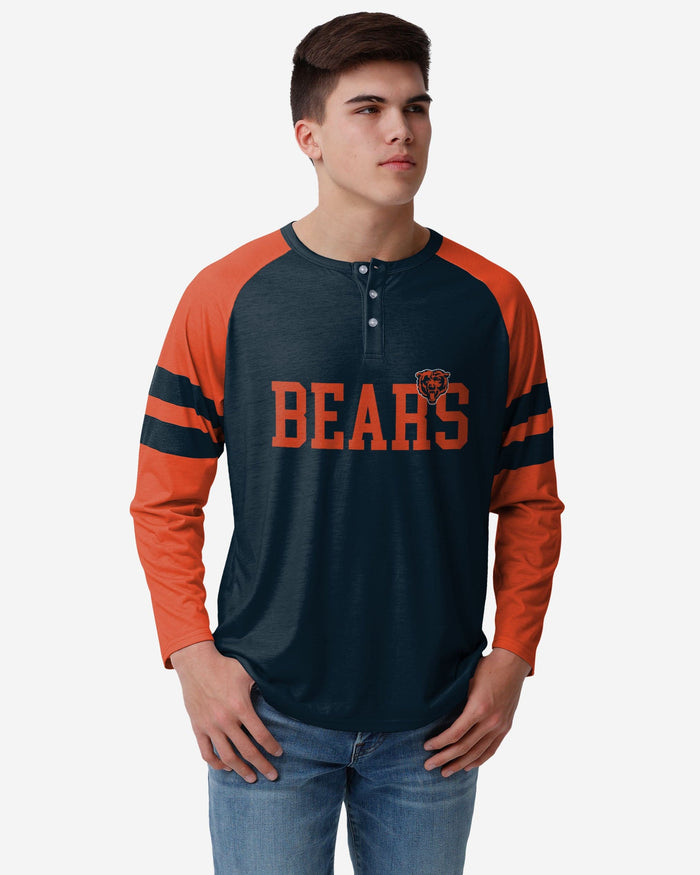 Chicago Bears Team Stripe Wordmark Long Sleeve Henley FOCO S - FOCO.com