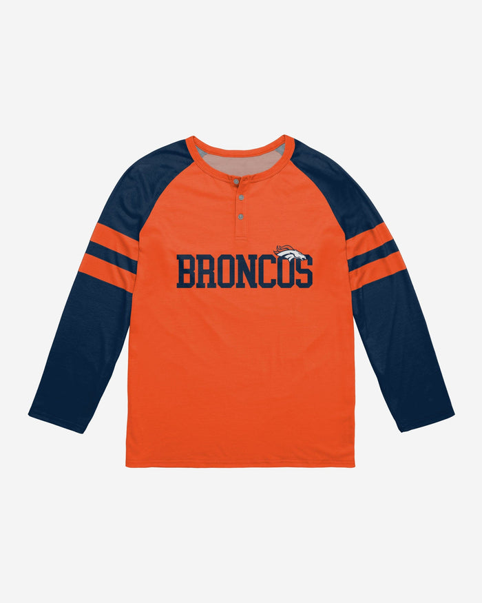 Denver Broncos Team Stripe Wordmark Long Sleeve Henley FOCO - FOCO.com