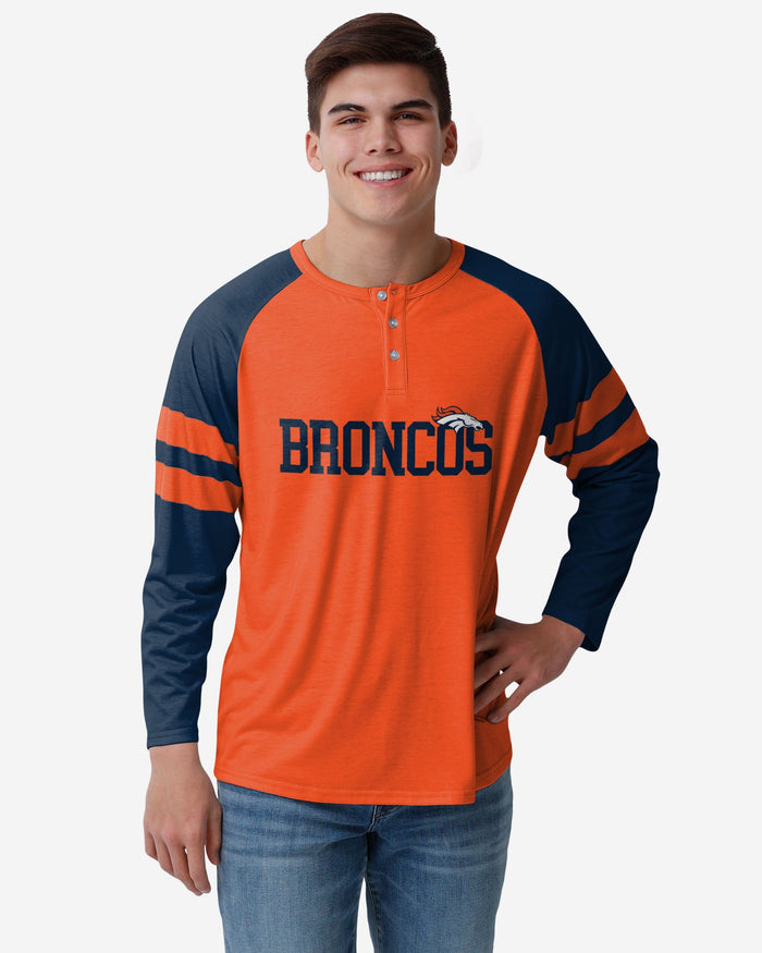 Denver Broncos Team Stripe Wordmark Long Sleeve Henley FOCO S - FOCO.com