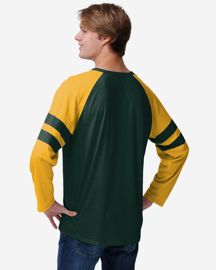 Green Bay Packers Team Stripe Wordmark Long Sleeve Henley FOCO - FOCO.com