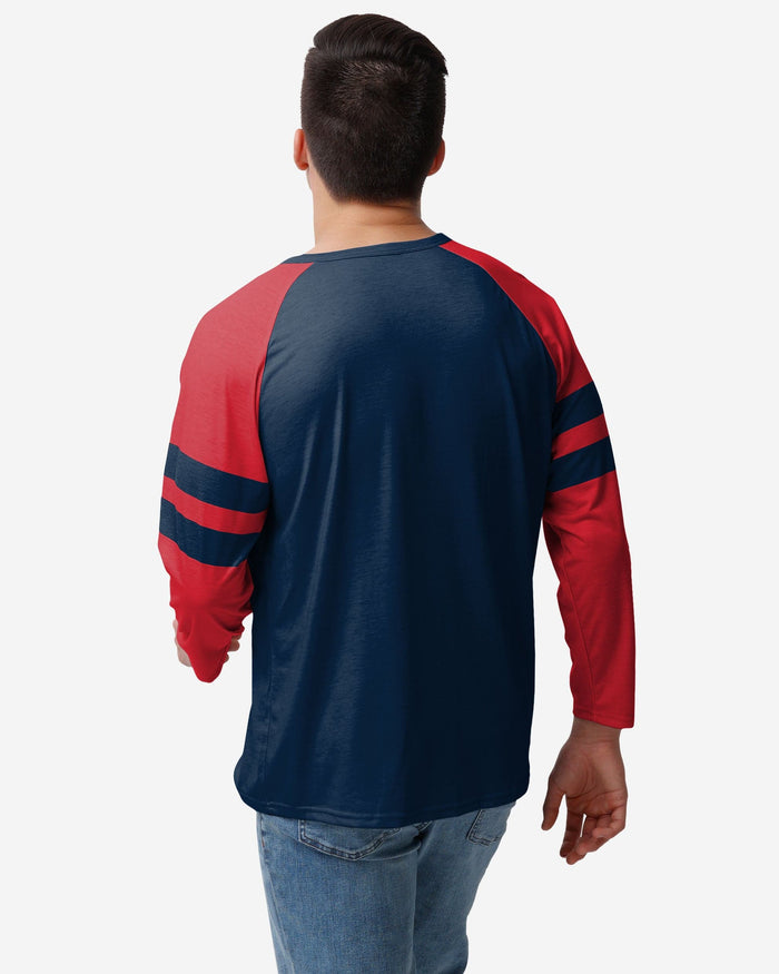 New England Patriots Team Stripe Wordmark Long Sleeve Henley FOCO - FOCO.com