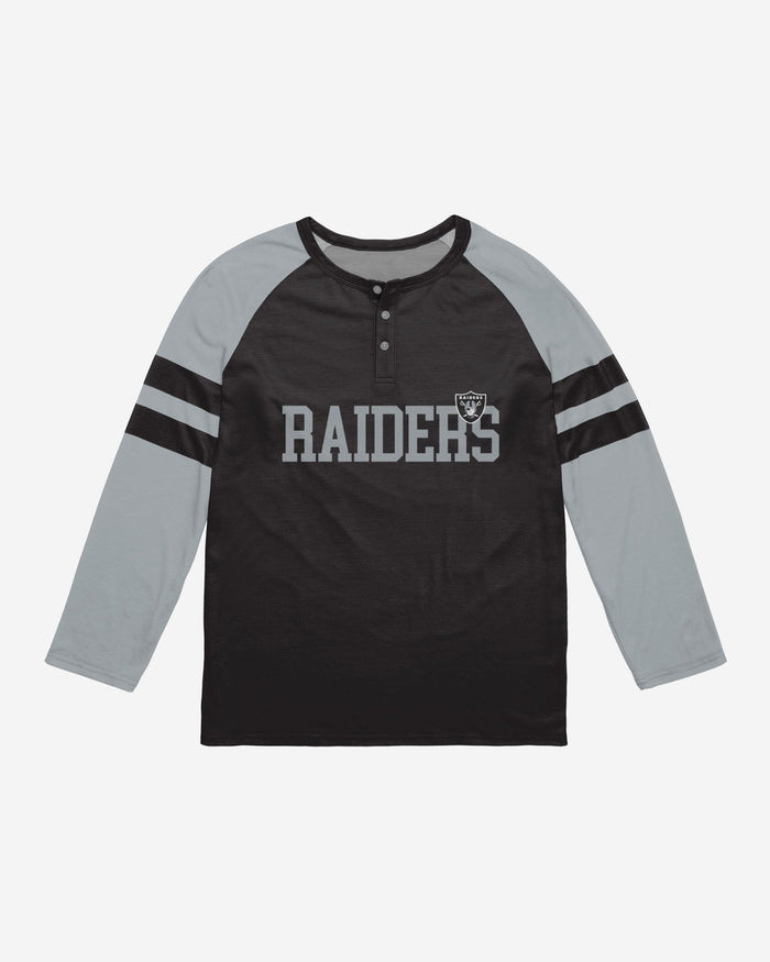 Las Vegas Raiders Team Stripe Wordmark Long Sleeve Henley FOCO - FOCO.com