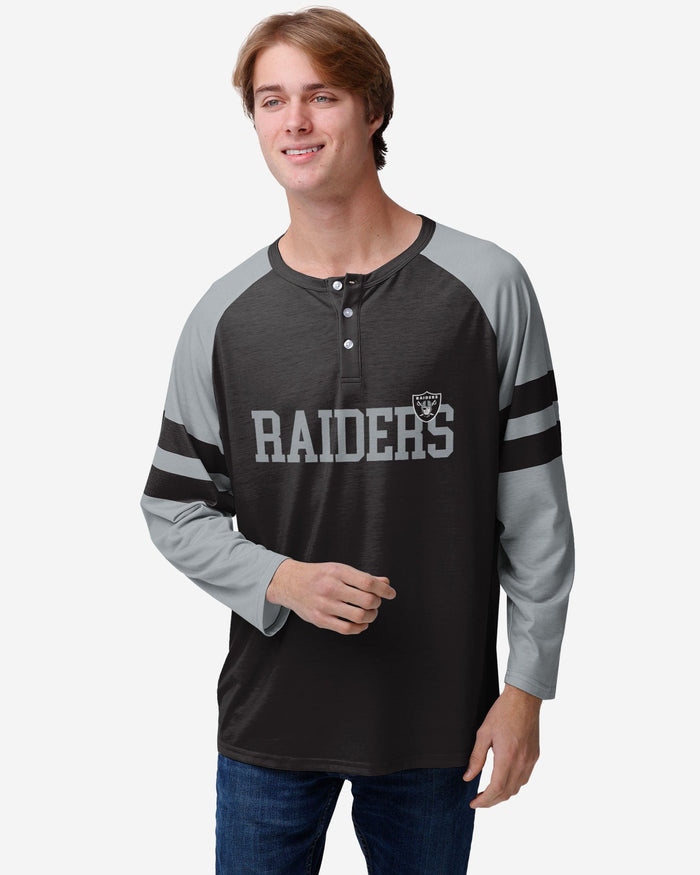 Las Vegas Raiders Team Stripe Wordmark Long Sleeve Henley FOCO S - FOCO.com