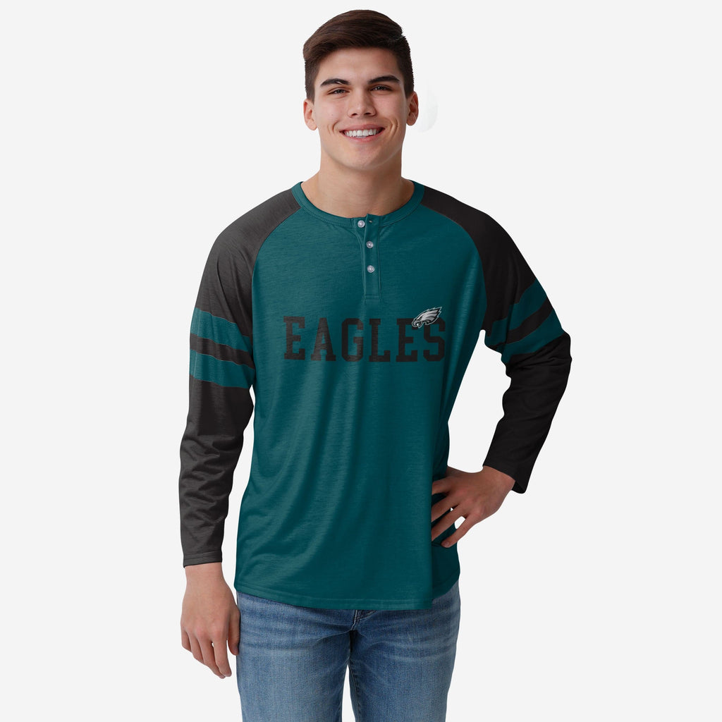 Philadelphia Eagles Team Stripe Wordmark Long Sleeve Henley FOCO S - FOCO.com