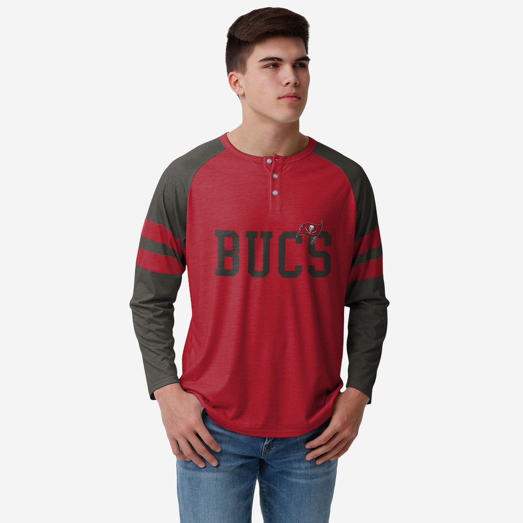 Tampa Bay Buccaneers Team Stripe Wordmark Long Sleeve Henley FOCO S - FOCO.com