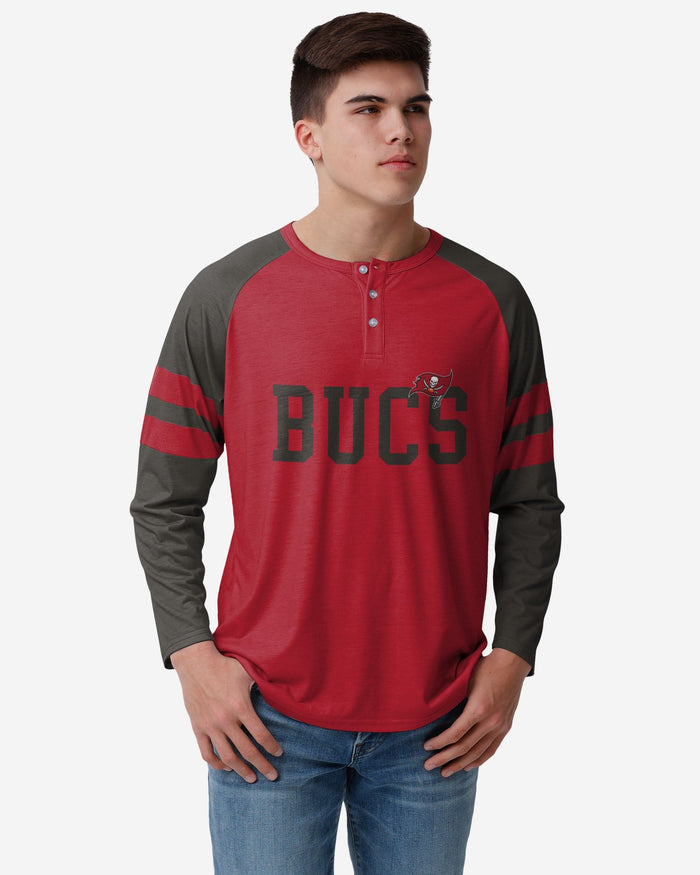 Tampa Bay Buccaneers Team Stripe Wordmark Long Sleeve Henley FOCO S - FOCO.com