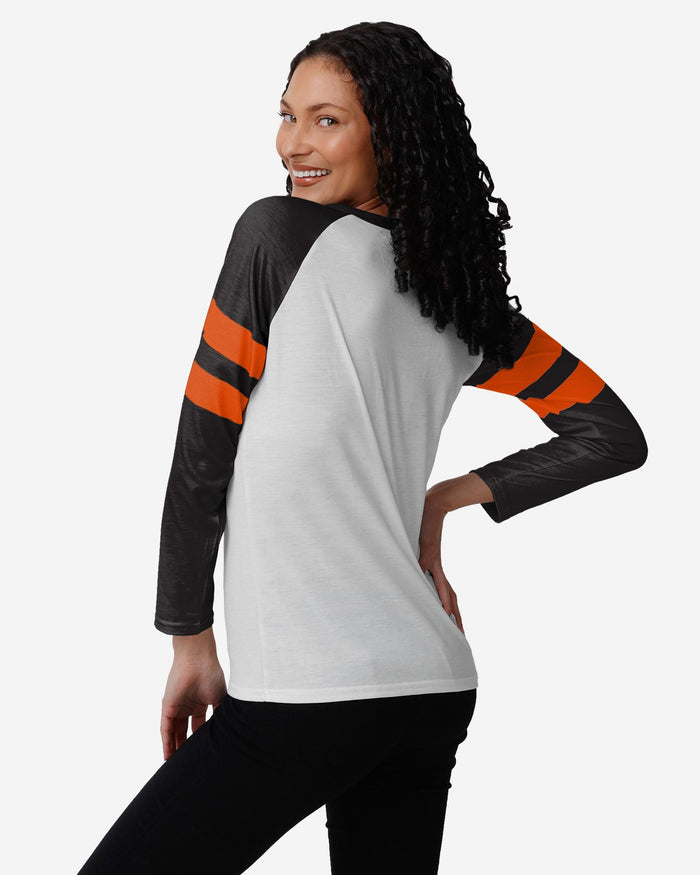 Cincinnati Bengals Womens Big Logo Long Sleeve Henley FOCO - FOCO.com