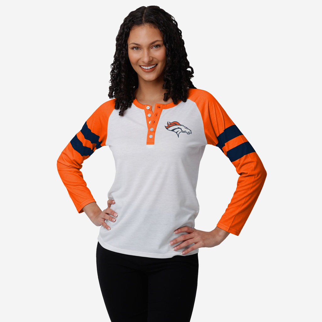 Denver Broncos Womens Big Logo Long Sleeve Henley FOCO S - FOCO.com