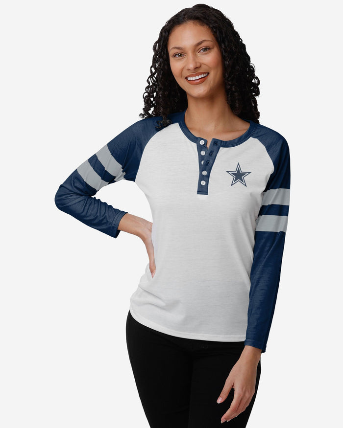 Dallas Cowboys Womens Big Logo Long Sleeve Henley FOCO S - FOCO.com