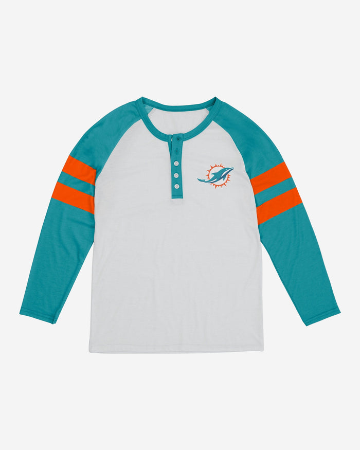 Miami Dolphins Womens Big Logo Long Sleeve Henley FOCO - FOCO.com