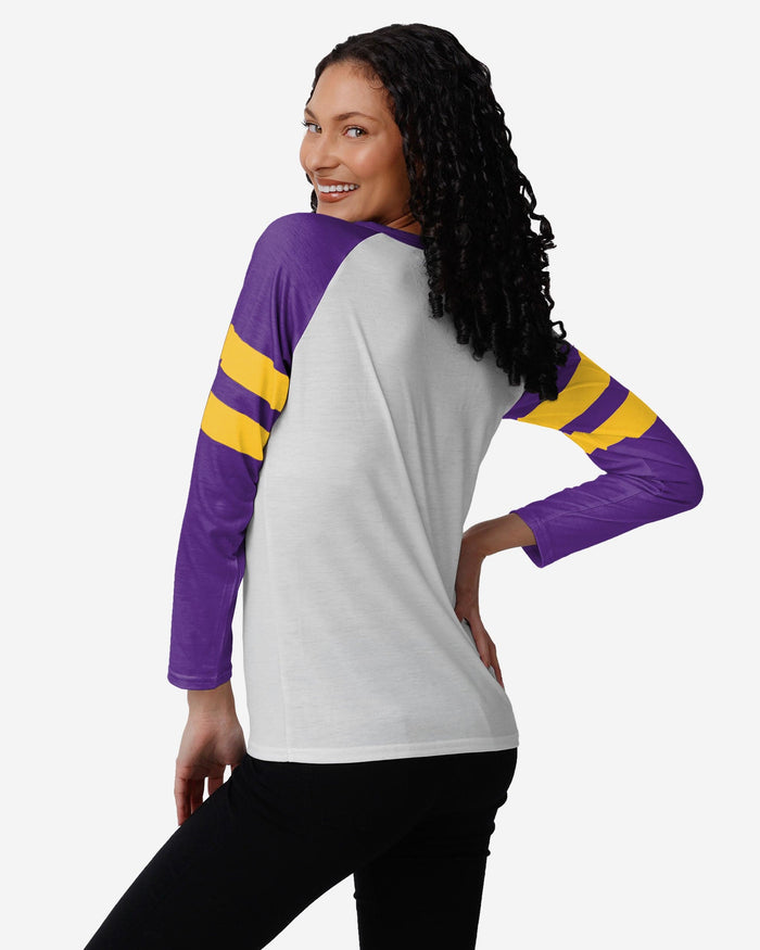 Minnesota Vikings Womens Big Logo Long Sleeve Henley FOCO - FOCO.com