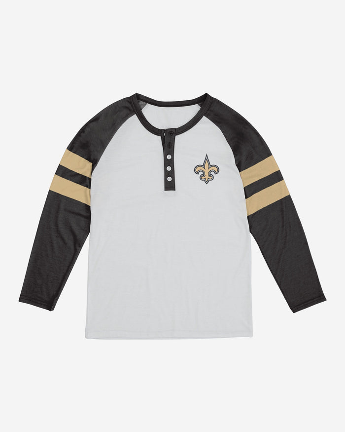 New Orleans Saints Womens Big Logo Long Sleeve Henley FOCO - FOCO.com