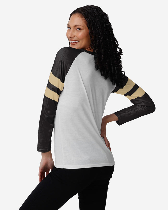 New Orleans Saints Womens Big Logo Long Sleeve Henley FOCO - FOCO.com