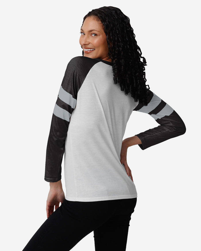 Las Vegas Raiders Womens Big Logo Long Sleeve Henley FOCO - FOCO.com