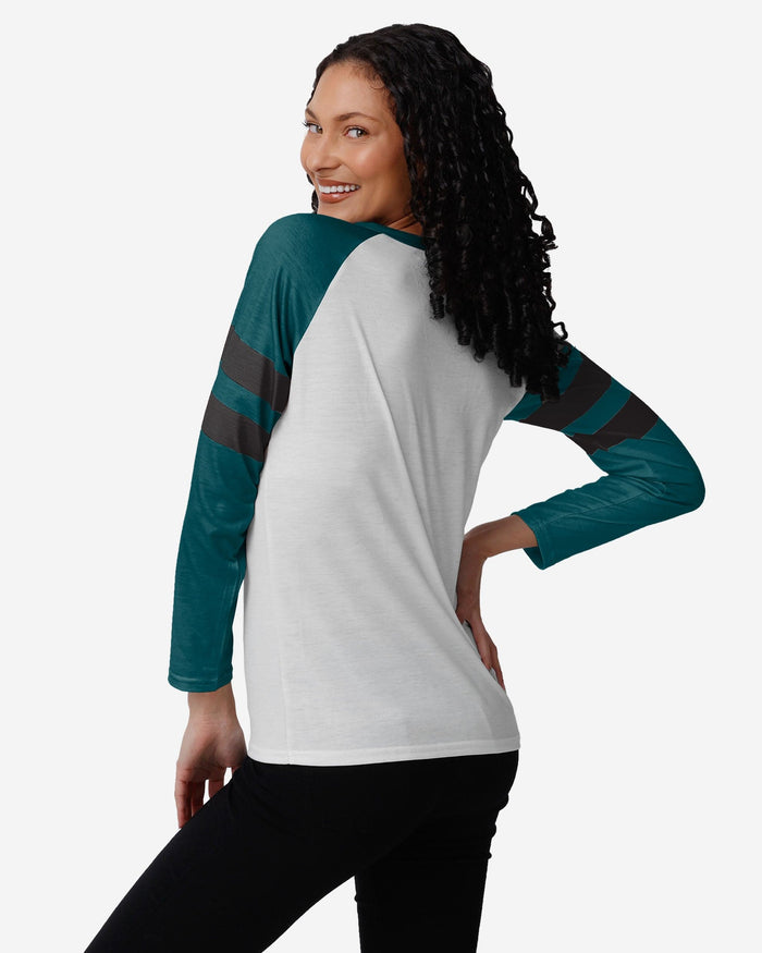 Philadelphia Eagles Womens Big Logo Long Sleeve Henley FOCO - FOCO.com